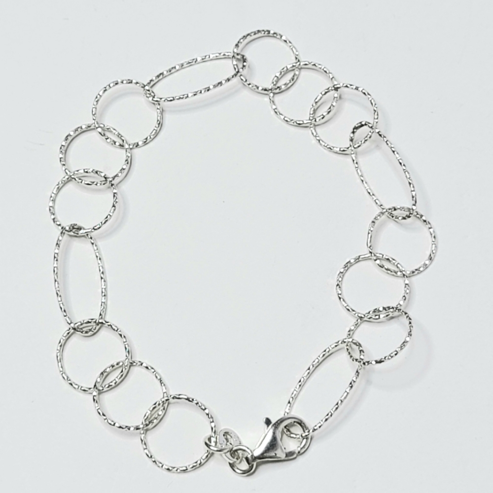 Mark Wasserman Samara Sterling Silver Diamond- Cut Round Open Link Bracelet